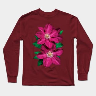 Clematis - Closeup of Magenta Clematis Long Sleeve T-Shirt